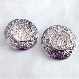Vintage Republique Francaise Silver Tone Earrings